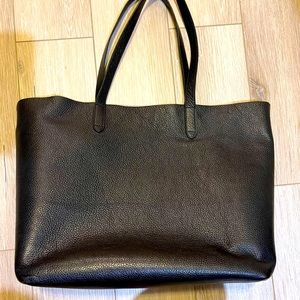 Cuyana Structured Large Tote w/tote organizer insert-black/blush pebbled leather